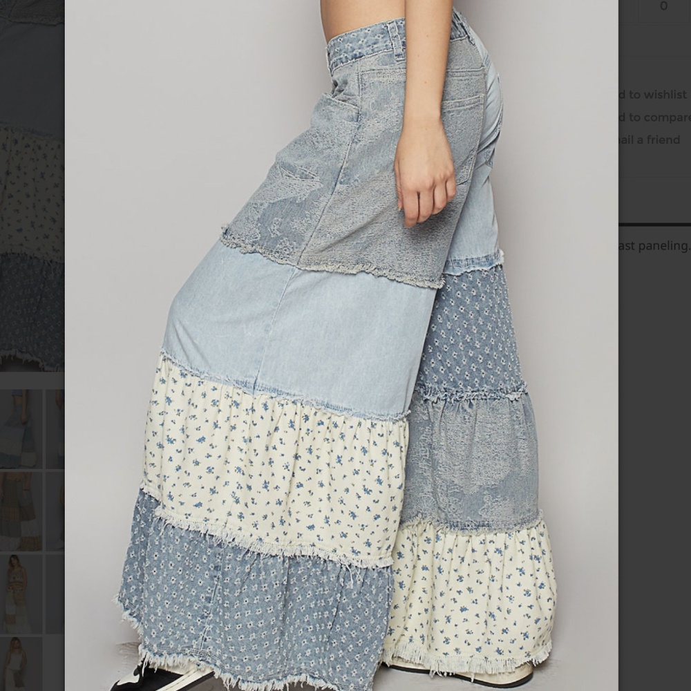 POL Light Blue Patchwork Flare Jeans - Picture 3 of 4
